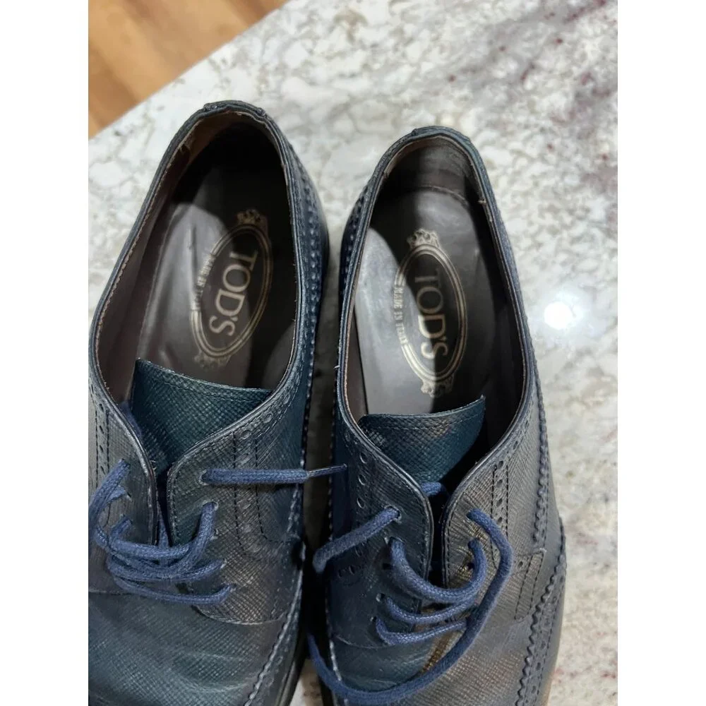 Tods Men’s Blue Leather Oxford Shoes - Size‎ 8